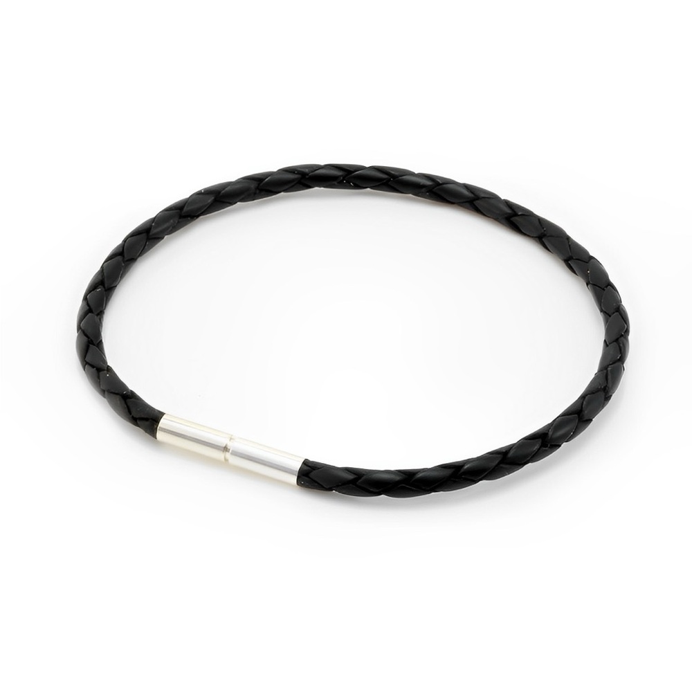 Linx Black Leather Braided Cord Bracelet